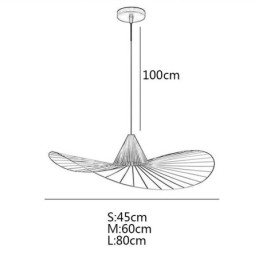 Lampada a sospensione in ferro Lampada semplice a cappello di paglia 1 luce