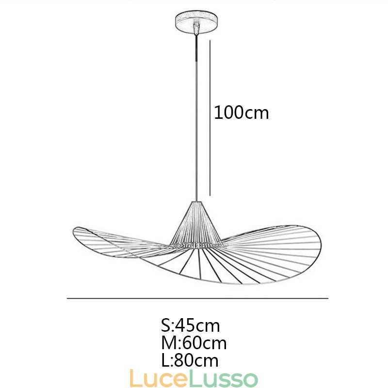 Lampada a sospensione in ferro Lampada semplice a cappello di paglia 1 luce