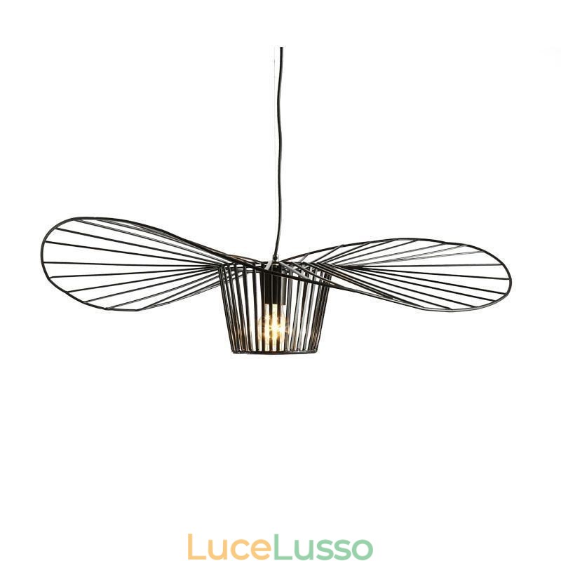 Lampada a sospensione in ferro, cappello di paglia, 1 luce