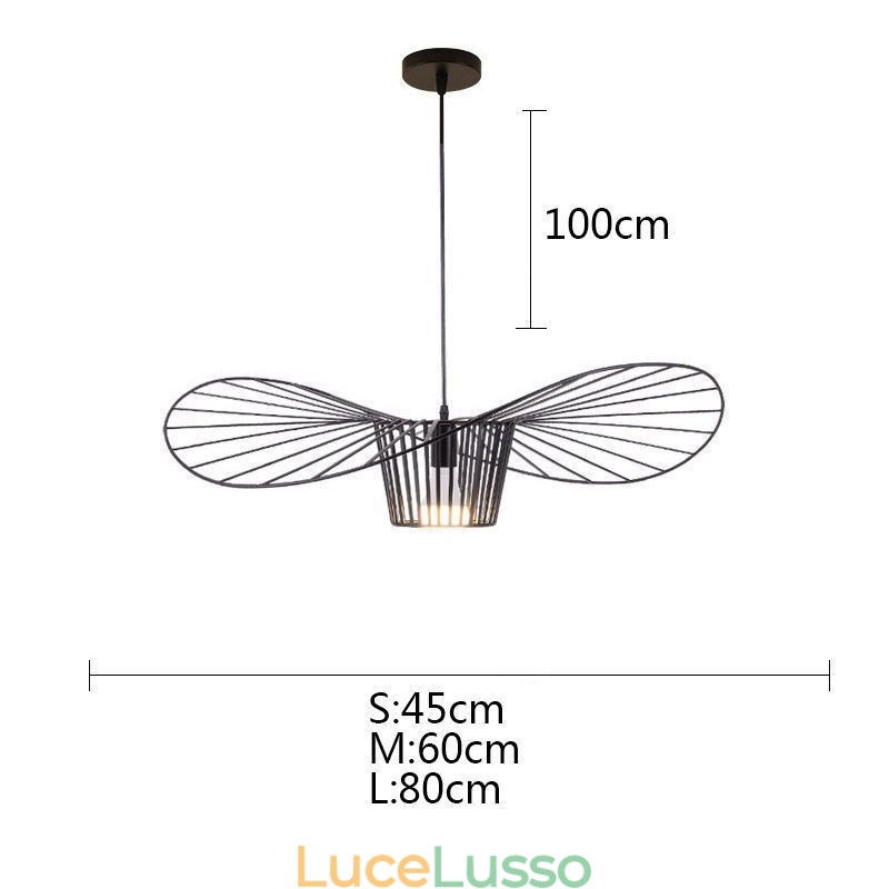 Lampada a sospensione in ferro, cappello di paglia, 1 luce