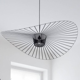 Lampada a sospensione in ferro, cappello di paglia, 1 luce