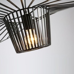 Lampada a sospensione in ferro, cappello di paglia, 1 luce