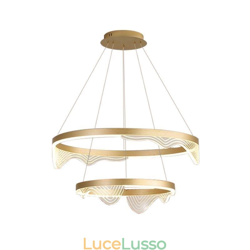 Lampada a sospensione Golden Wave Ripple Lampada da soffitto 2 luci