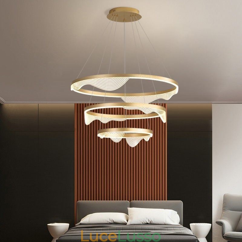 Lampada a sospensione Golden Wave Ripple Lampada a sospensione 3 luci
