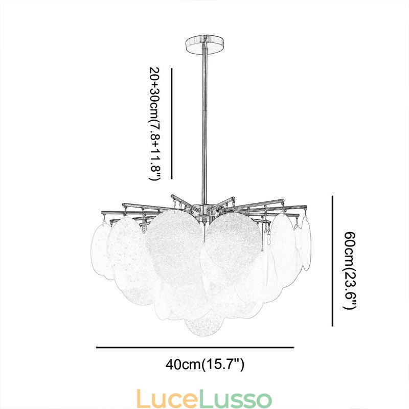 Moderna lampada a sospensione a 6 luci con forma in vetro