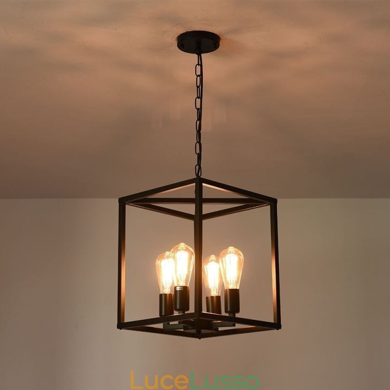 Lampada a sospensione moderna e semplice in gabbia di ferro