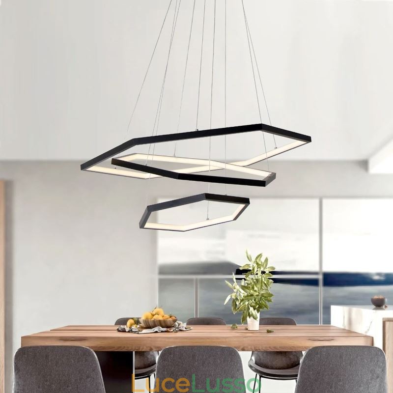 Lampada a sospensione esagonale moderna