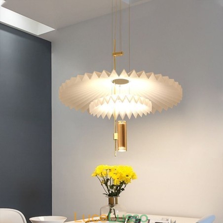 Moderna lampada a sospensione plissettata in acrilico illuminazione decorativa Moderna lampada a sospensione plissettata in acrilico illuminazione decorativa