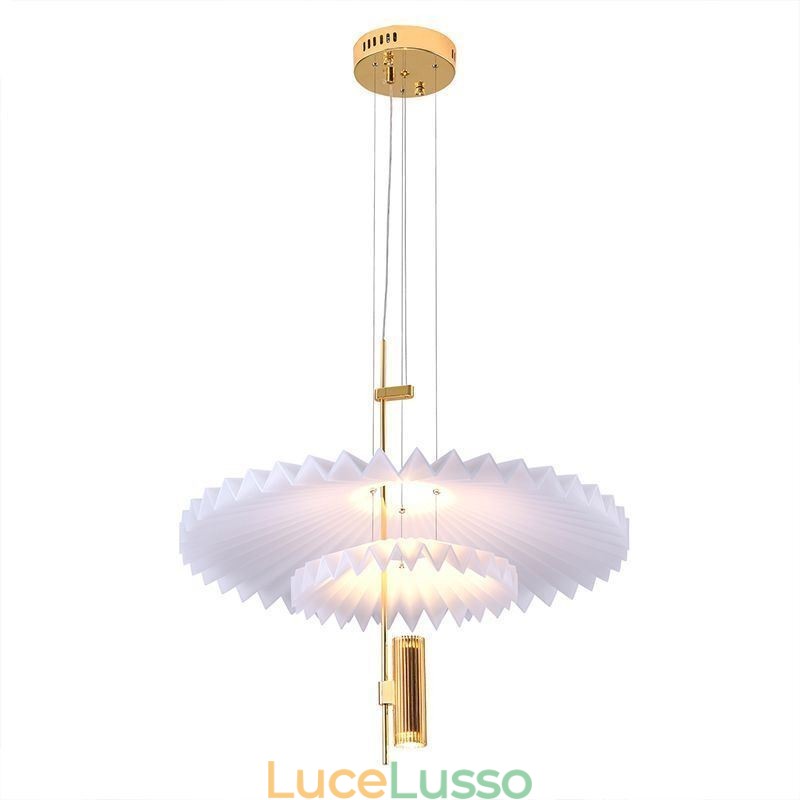 Moderna lampada a sospensione plissettata in acrilico illuminazione decorativa