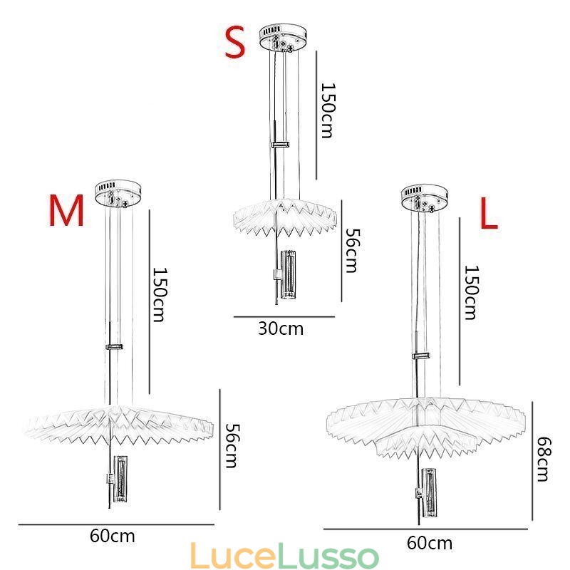 Moderna lampada a sospensione plissettata in acrilico illuminazione decorativa