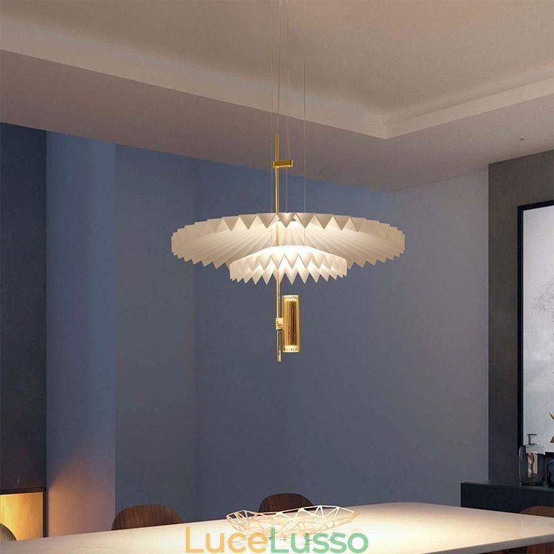 Moderna lampada a sospensione plissettata in acrilico illuminazione decorativa