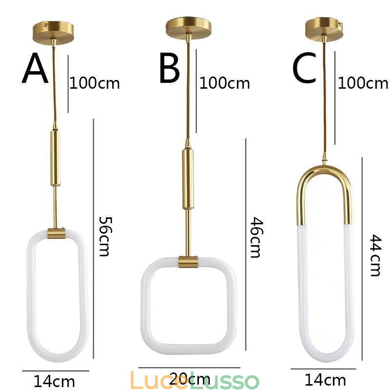 Moderna lampada a sospensione semplice in ottone