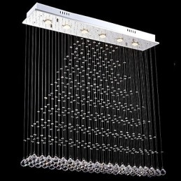 Lampadario a sospensione rettangolare in cristallo, lampadario da soffitto, lampade e apparecchi di illuminazione