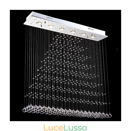 Lampadario a sospensione rettangolare in cristallo, lampadario da soffitto, lampade e apparecchi di illuminazione Lampadario a sospensione rettangolare in cristallo, lampadario da soffitto, lampade e apparecchi di illuminazione