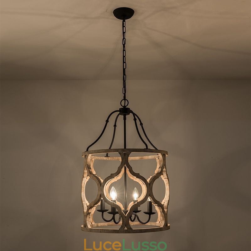 Lampada a sospensione a lanterna in stile vintage a 4 luci