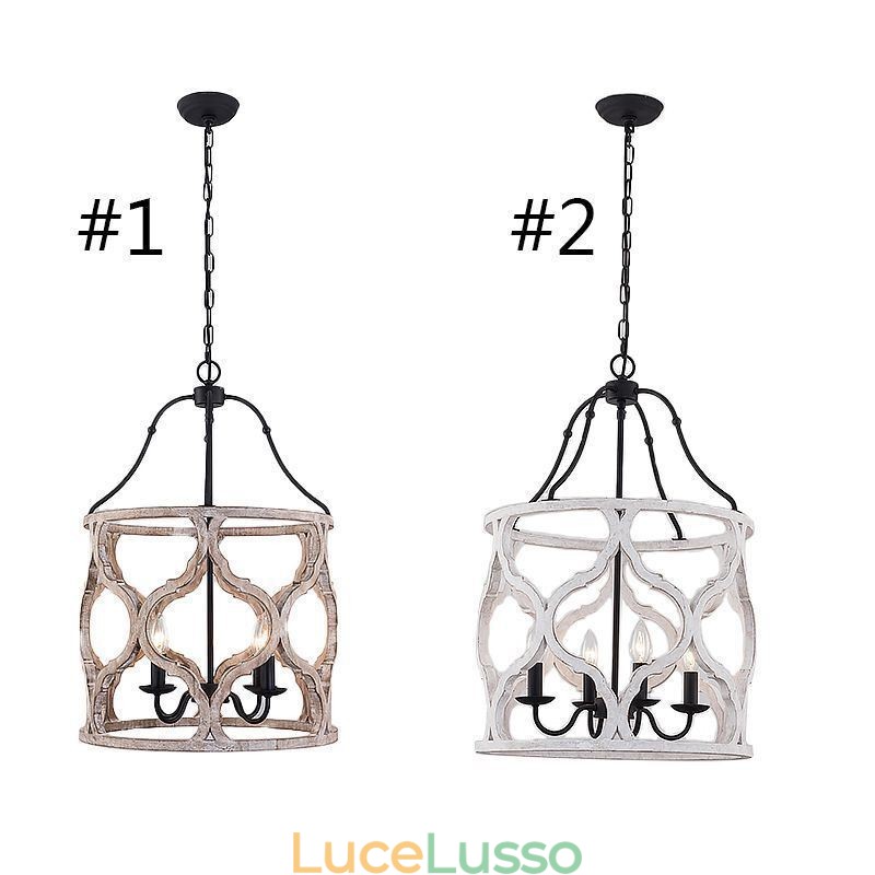 Lampada a sospensione a lanterna in stile vintage a 4 luci