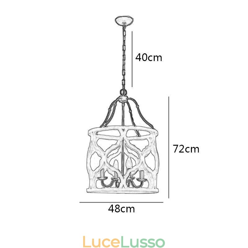 Lampada a sospensione a lanterna in stile vintage a 4 luci