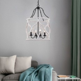 Lampada a sospensione a lanterna in stile vintage a 4 luci