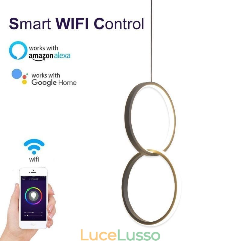 Lampada a sospensione minimalista a doppio anello