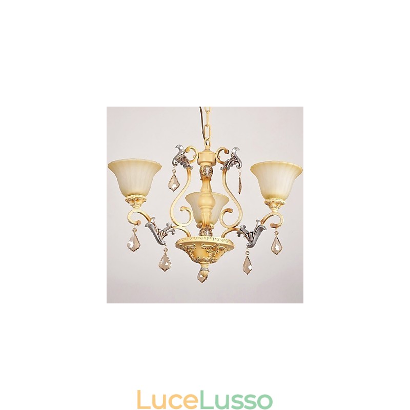 Lampadario tradizionale classico in cristallo dipinto