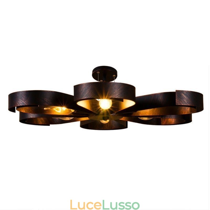 Lampada da soffitto moderna vintage a forma di fiore in ferro