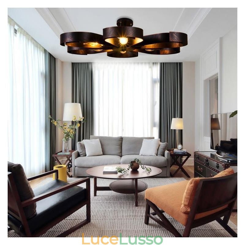 Lampada da soffitto moderna vintage a forma di fiore in ferro