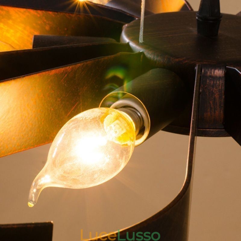 Lampada da soffitto moderna vintage a forma di fiore in ferro