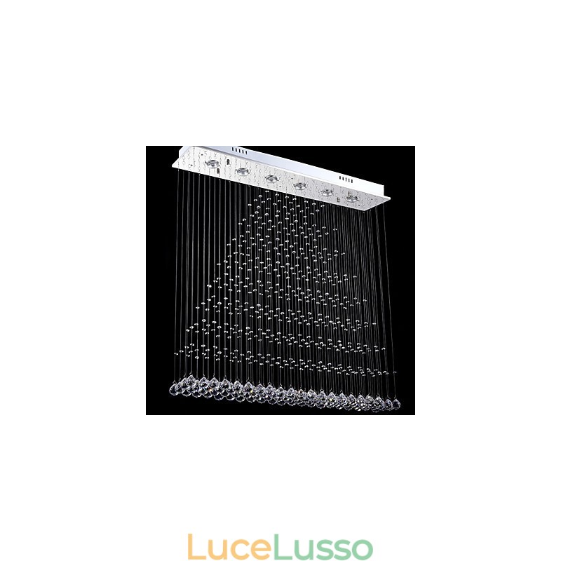 Lampadario a sospensione rettangolare in cristallo, lampadario da soffitto, lampade e apparecchi di illuminazione