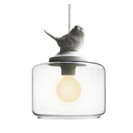 Lampada a sospensione in vetro in stile retrò, illuminazione decorativa a forma di uccellino