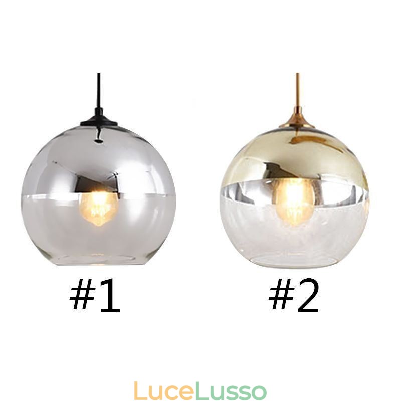 Lampada a sospensione creativa in ferro e vetro con globo, illuminazione decorativa