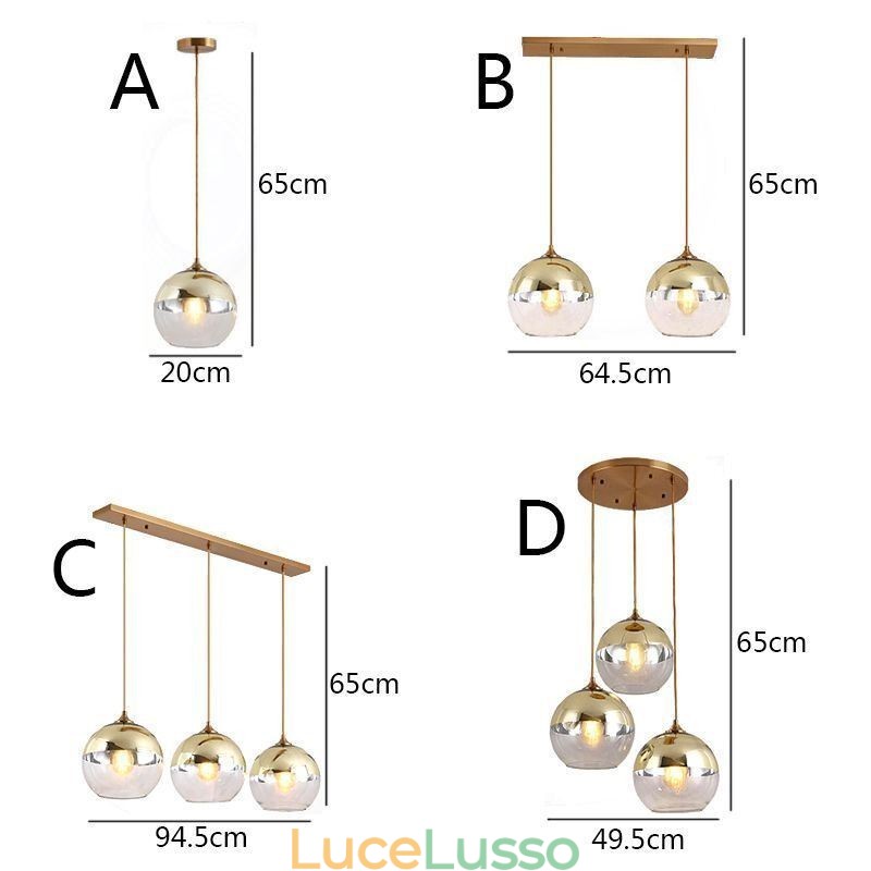 Lampada a sospensione creativa in ferro e vetro con globo, illuminazione decorativa