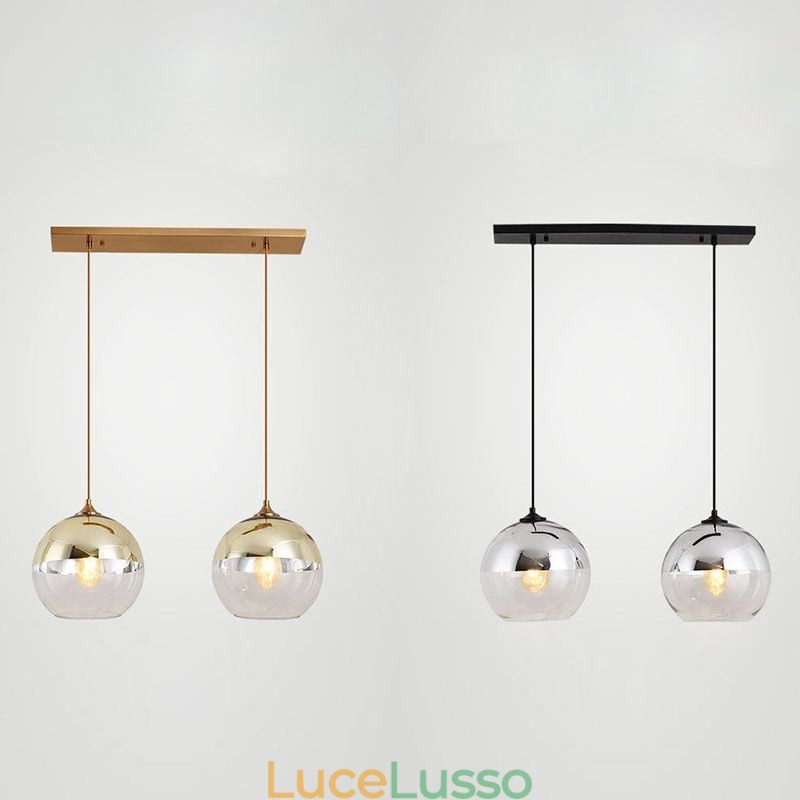 Lampada a sospensione creativa in ferro e vetro con globo, illuminazione decorativa