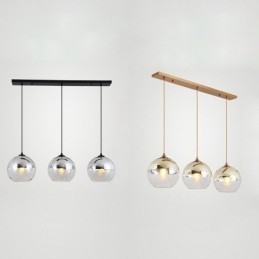 Lampada a sospensione creativa in ferro e vetro con globo, illuminazione decorativa