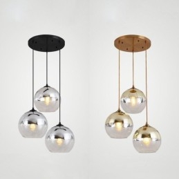 Lampada a sospensione creativa in ferro e vetro con globo, illuminazione decorativa