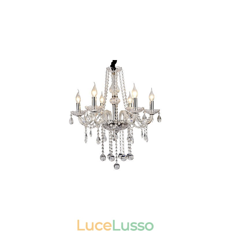 Lampadario moderno contemporaneo in metallo elettroplaccato in cristallo