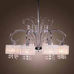 Lampadario moderno contemporaneo in metallo cromato e cristallo