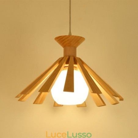 Lampada a sospensione in legno in stile semplice Lampada a sospensione in legno in stile semplice