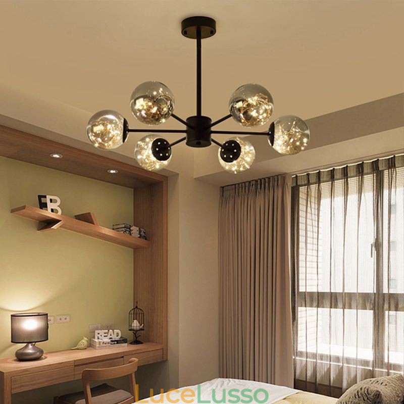 Lampada a sospensione Magic Bean Lampada a sospensione Gypsophila in stile nordico con sfera in vetro