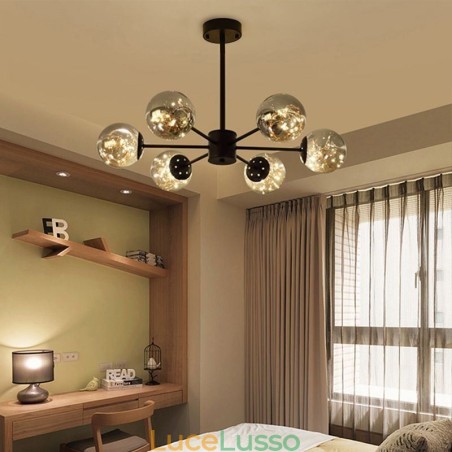 Lampada a sospensione Magic Bean Lampada a sospensione Gypsophila in stile nordico con sfera in vetro Lampada a sospensione Magic Bean Lampada a sospensione Gypsophila in stile nordico con sfera in vetro