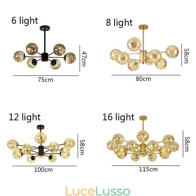 Lampada a sospensione Magic Bean Lampada a sospensione Gypsophila in stile nordico con sfera in vetro