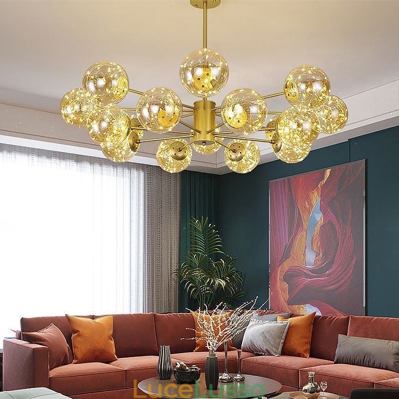 Lampada a sospensione Magic Bean Lampada a sospensione Gypsophila in stile nordico con sfera in vetro