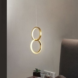 Lampada a sospensione con anelli in ottone, lampada decorativa