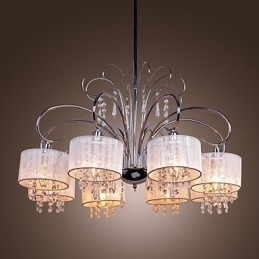 Lampadario moderno contemporaneo in metallo cromato e cristallo