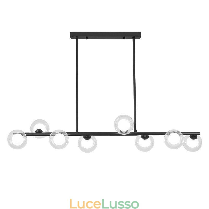 Lampadario in vetro a forma di globo orizzontale, tipo di lampada a sospensione