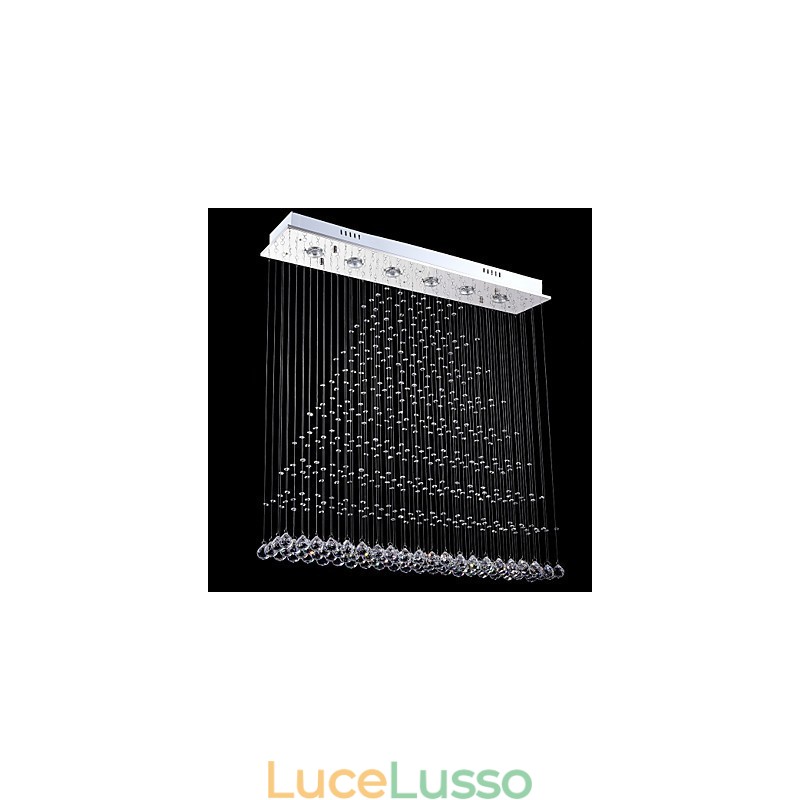 Lampadario a sospensione rettangolare in cristallo, lampadario da soffitto, lampade e apparecchi di illuminazione