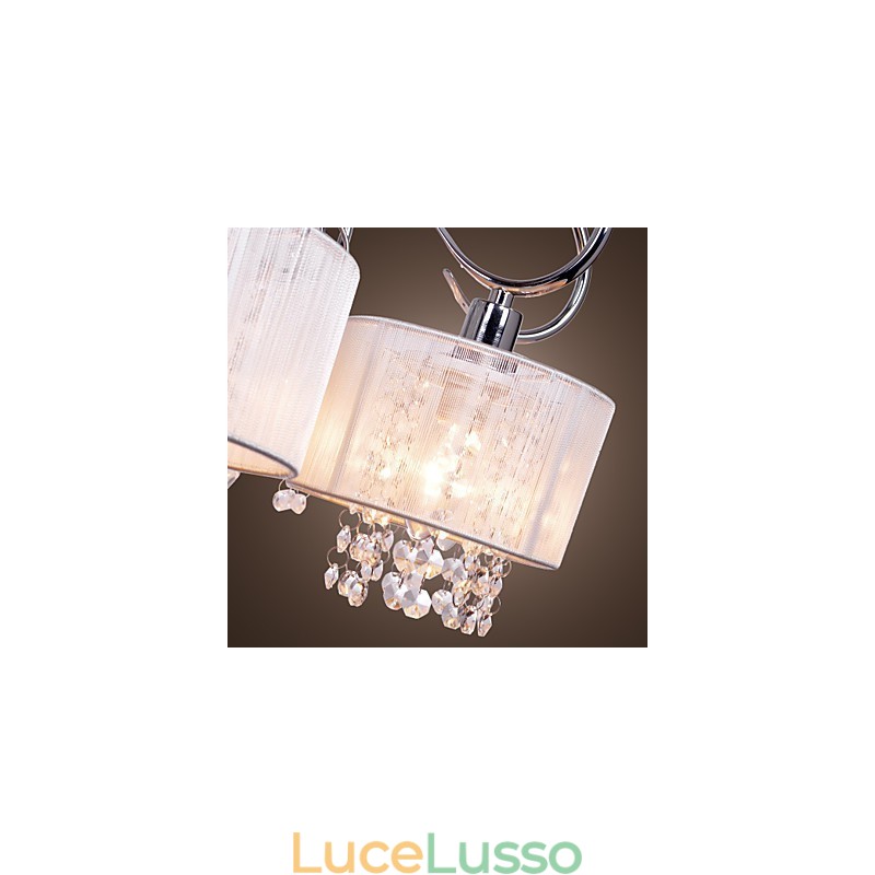 Lampadario moderno contemporaneo in metallo cromato e cristallo