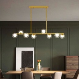 Lampadario in vetro a forma di globo orizzontale, tipo di lampada a sospensione