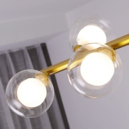 Lampadario in vetro a forma di globo orizzontale, tipo di lampada a sospensione