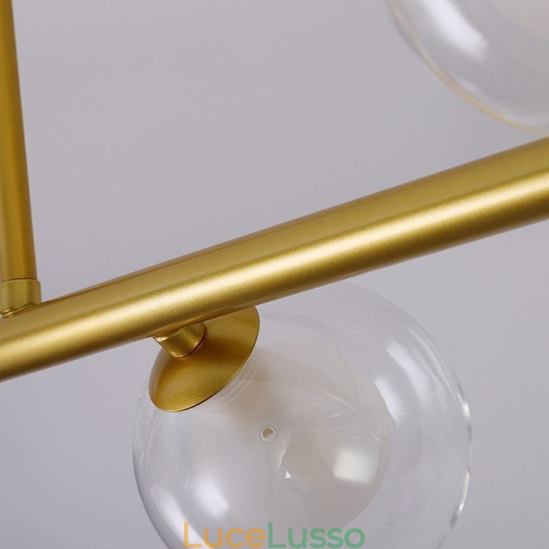 Lampadario in vetro a forma di globo orizzontale, tipo di lampada a sospensione
