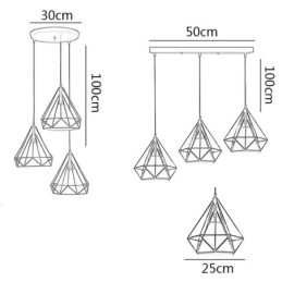 Lampada a sospensione a forma di diamante, lampada decorativa moderna e minimalista